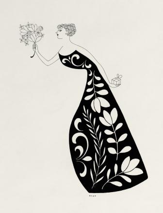 山名文夫 《資生堂ドルックス化粧品 新聞広告イラストレーション 原画》 1959年 資生堂企業資料館所蔵（後期）