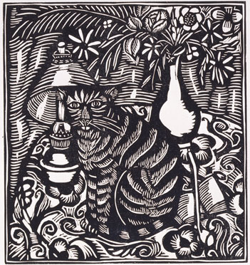 ラウル・デュフィ『動物詩集あるいはオルフェウスのお供たち』(ギョーム・アポリネール著)より《猫》 1911年刊行 群馬県立館林美術館蔵